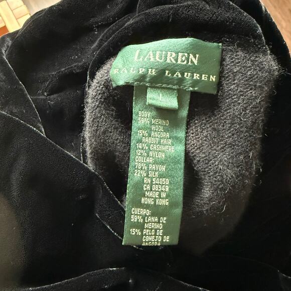 Lauren Ralph Lauren Black Wool Cashmere Silk Cowl Neck Sweater L - Picture 3 of 4
